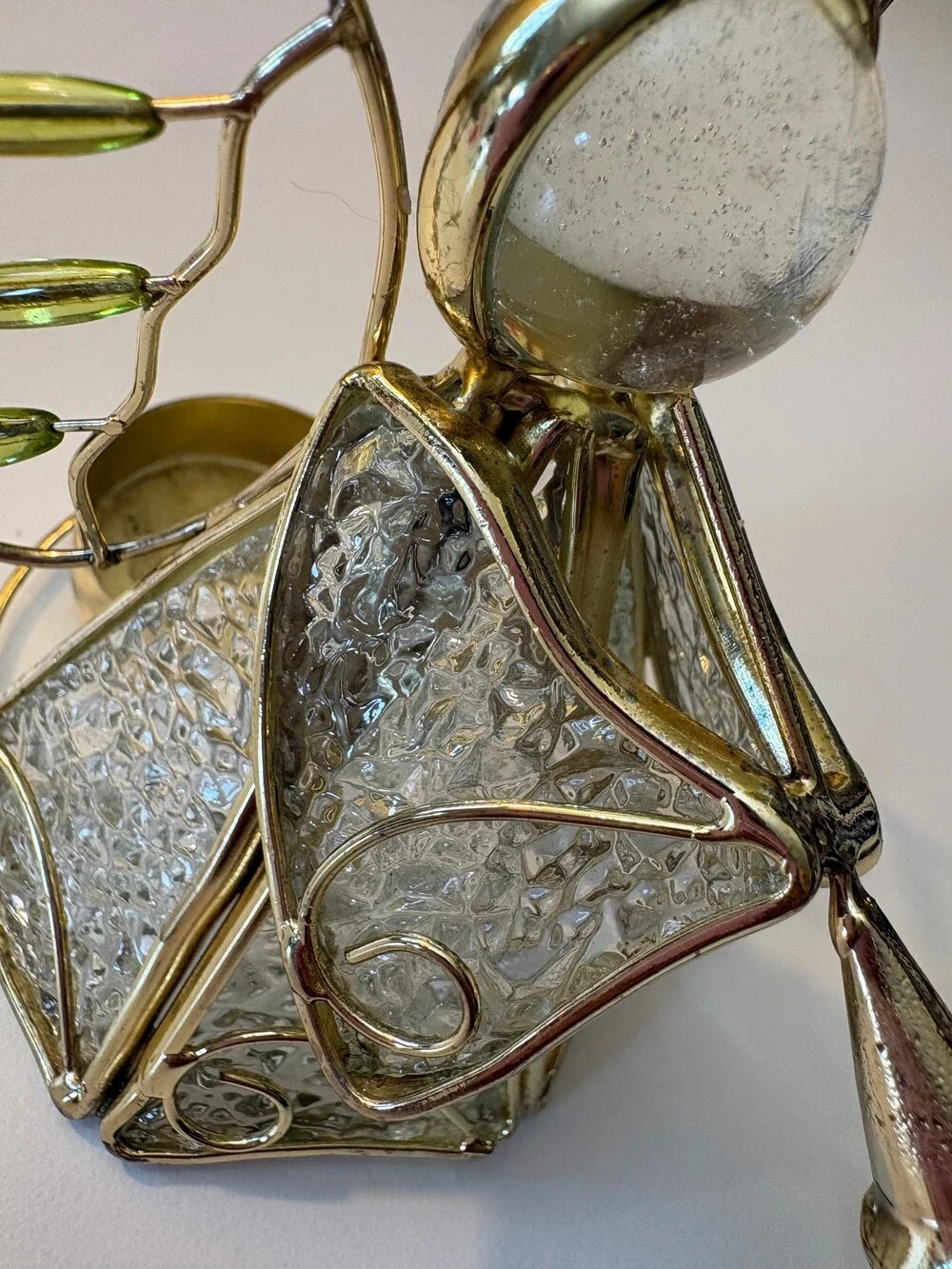 Vintage Stained Glass Angel Tea Light Candle Holders Set of 2 Christmas Brass Mu